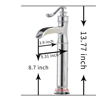 Waterfall Single Hole Single Handle Bathroom Vessel Sink Faucet With Pop-up Drain Assembly in Polished Chrome