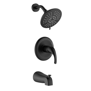 Single Handle 5 Spray Tub and Shower Faucet with Handle Trim in Matte Black Valve Included