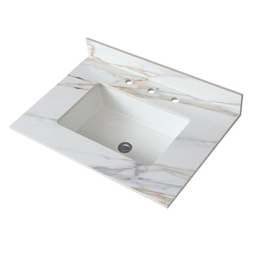 31 Inch Marble Vanity Top with Undermount Sink and 4-Inch Backsplash
