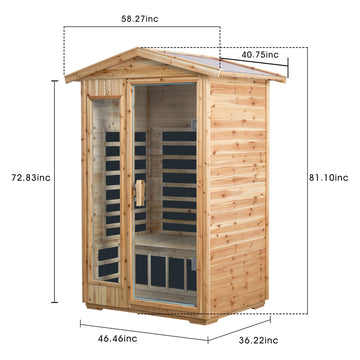 Two Person Outdoor Infrared Sauna Room with LCD Control and Bluetooth Audio
