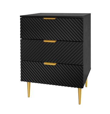 3 Drawer Cabinet Accent Storage Cabinet Modern Dressers Chest of Drawers, Storage Dresser Chest Cabinet Organizer Unit, Small Dresser for Bedroom, Black