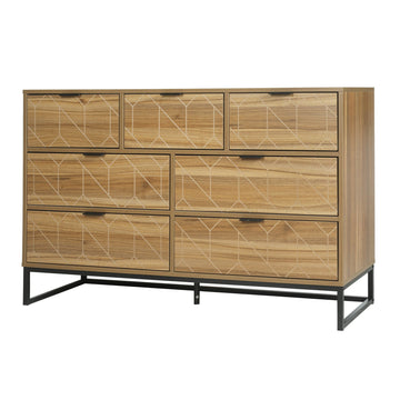 Wooden 7 Drawer Storage Cabinet Modern Dressers Chest of Drawers Storage Cabinet with Drawers Entryway Cabinet for Living Room Bedroom