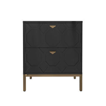 Wooden 2-Drawer Side Table