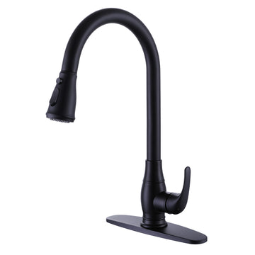 Single-Handle 2 water outlet Pull-Down Sprayer Kitchen Faucet with a Pause Button in Black