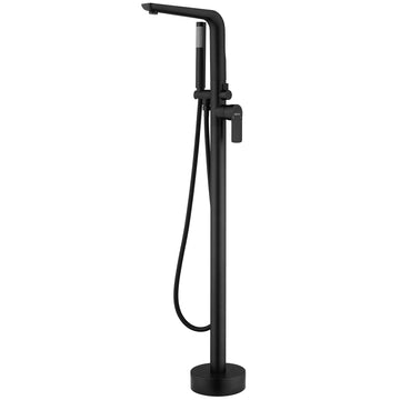 2-Handle Claw Foot Freestanding Tub Faucet with Shower in Matte Black