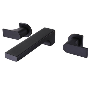 2-Handle Square Wall Mount Faucet in Matt black