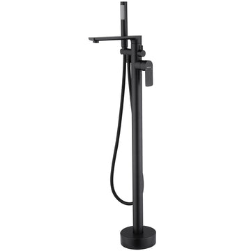 2-Handle Claw Foot Freestanding Tub Faucet with Shower in Matte Black