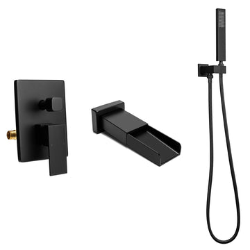 Boyel Living Bathtub Faucet With Square Hand-Held In Matt Black