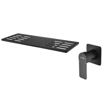 Matte Black Waterfall Bathroom Sink Faucet 1- Handle Wall Mount Lavatory Faucet Mixer Tap Solid Brass