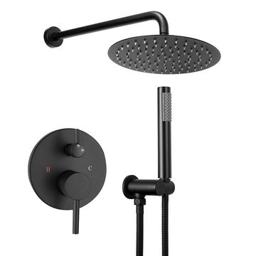 2-Spray 4 GPM 10 in. Shower System With Handheld Shower Head in Matte Black