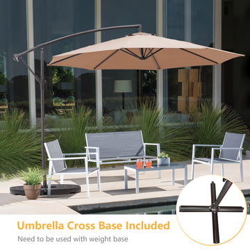 10-Ft Banana Hanging Patio Umbrella with Cross Base(Beige)
