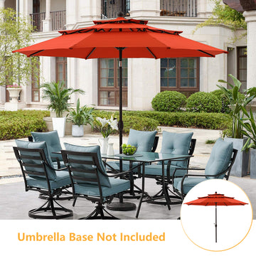 10-Ft Alu Triple Top Auto-Tilt Market  Patio Umbrella(Orange)