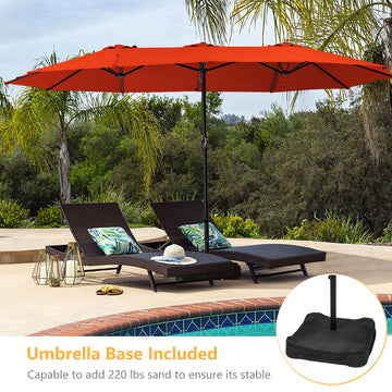 15ft Patio Market Umbrella with Base(Orange)