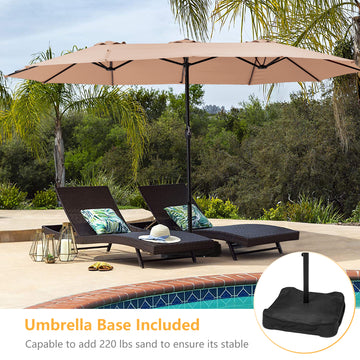 15ft Patio Market Umbrella with Base(Beige)