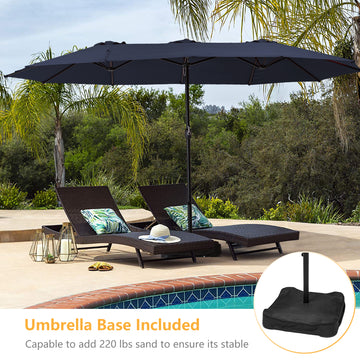 15ft Patio Market Umbrella with Base(Navy)