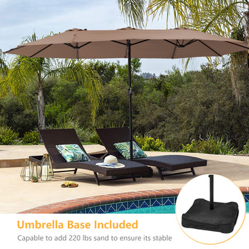 15ft Patio Market Umbrella with Base(Tan)