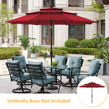 10-Ft Alu Triple Top Auto-Tilt Market  Patio Umbrella(Burgundy)