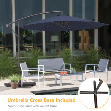 10-Ft Banana Hanging Patio Umbrella with Cross Base(Navy)