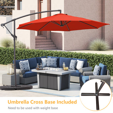 10-Ft Banana Hanging Patio Umbrella with Cross Base(Orange)