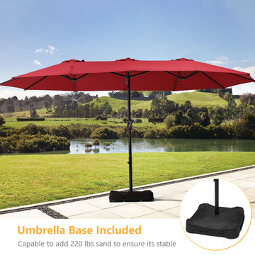 15ft Patio Market Umbrella with Base(Burgundy)