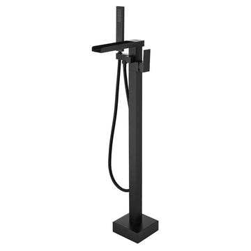 Boyel Living Freestanding Single Handle Bathtub Faucet Filler with Handshower Floor Mounted in Matte Black
