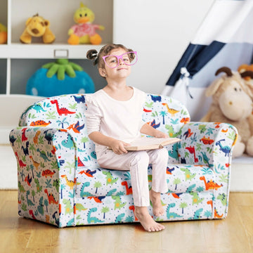 Double Kids Dinosaur Sofa Children Armrest Couch