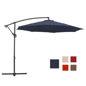 10-Ft Banana Hanging Patio Umbrella with Cross Base(Navy)