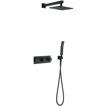 Boyel Living 2 GPM 10 in. Wall Mount Dual Shower Heads, High Pressure Shower System in Matte Black