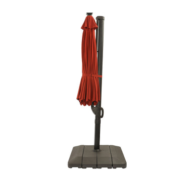 11Ft Solar Tube Light-Emitting Diode Patio Round Umbrella Outdoor Market Hanging Aluminum Umbrella with Crank and Base