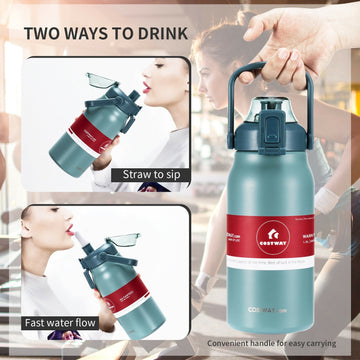 44oz Vacuum Insulated Leakproof Stainless Steel Sports Water Bottle-Gray