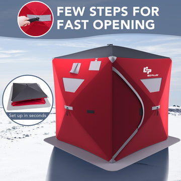3-person Portable Pop-up Ice Shelter Fishing Tent with Bag