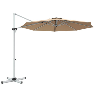 11' Patio Offset Cantilever Umbrella 360° Rotation Aluminum Tilt-Beige