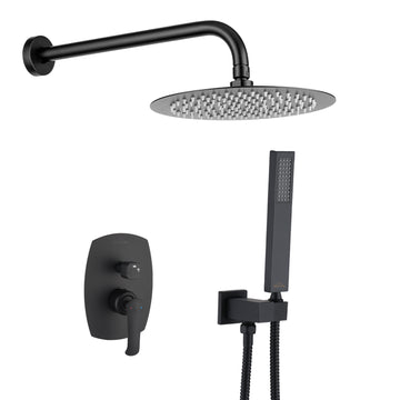 Boyel Living Classic Round Shower System 10 in. Wall Mounted Dual Shower Heads in Matte Black