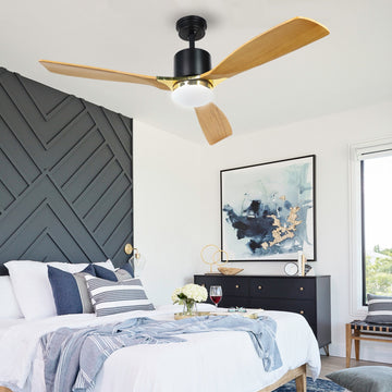 52 in. Indoor Solid Wood Chandelier Ceiling Fan with Light and Remote Control,Bulb not included
