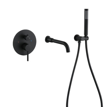 Matte Black 1-Handle Wall Mount Shower and Bathtub Faucet
