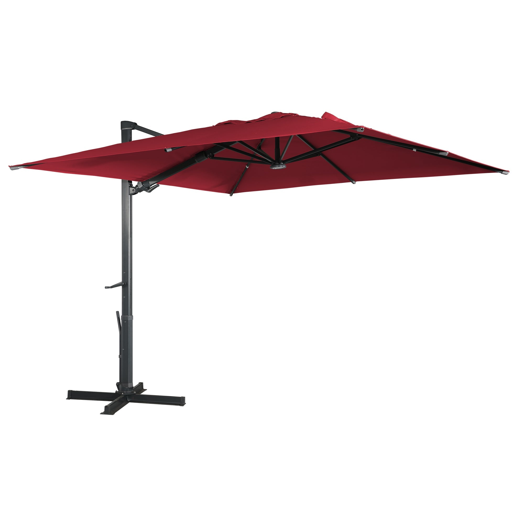 Boyel Living 10x10 ft. 360¡ãRotation Square Cantilever Patio Umbrella with LED Light