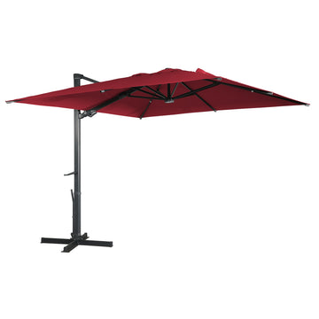 Boyel Living 10x10 ft. 360¡ãRotation Square Cantilever Patio Umbrella with LED Light