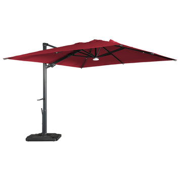 Boyel Living 10 ft. 360¡ã Rotation Square Cantilever Patio Umbrella with Base and BT