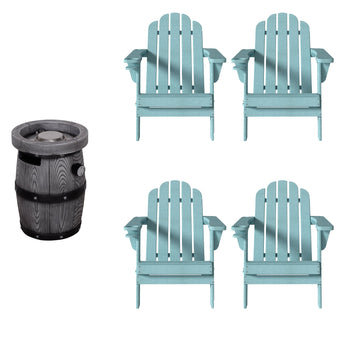 5-Piece HDPE Adirondack Chairs Conversation Set with Outdoor Fire Pit Table