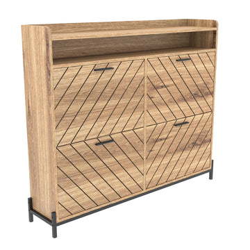 4 Door Shoe Rack, Freestanding Modern Shoe Storage Cabinet, for Living Room, Entryway
