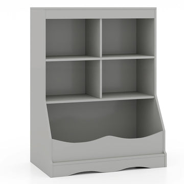 3-Tier Gray Children's Multi-Functional Durable Bookcase Toy Storage Bin Floor Cabinet