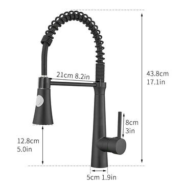 Black Stainless Steel Faucet Single-Handle Faucet Pull-Down Sprayer Kitchen Faucet