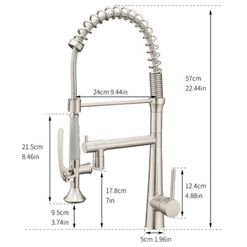 Contemporary Single Handle Gooseneck Pull Down Sprayer Kitchen Faucet with LED in Brushed Nickel