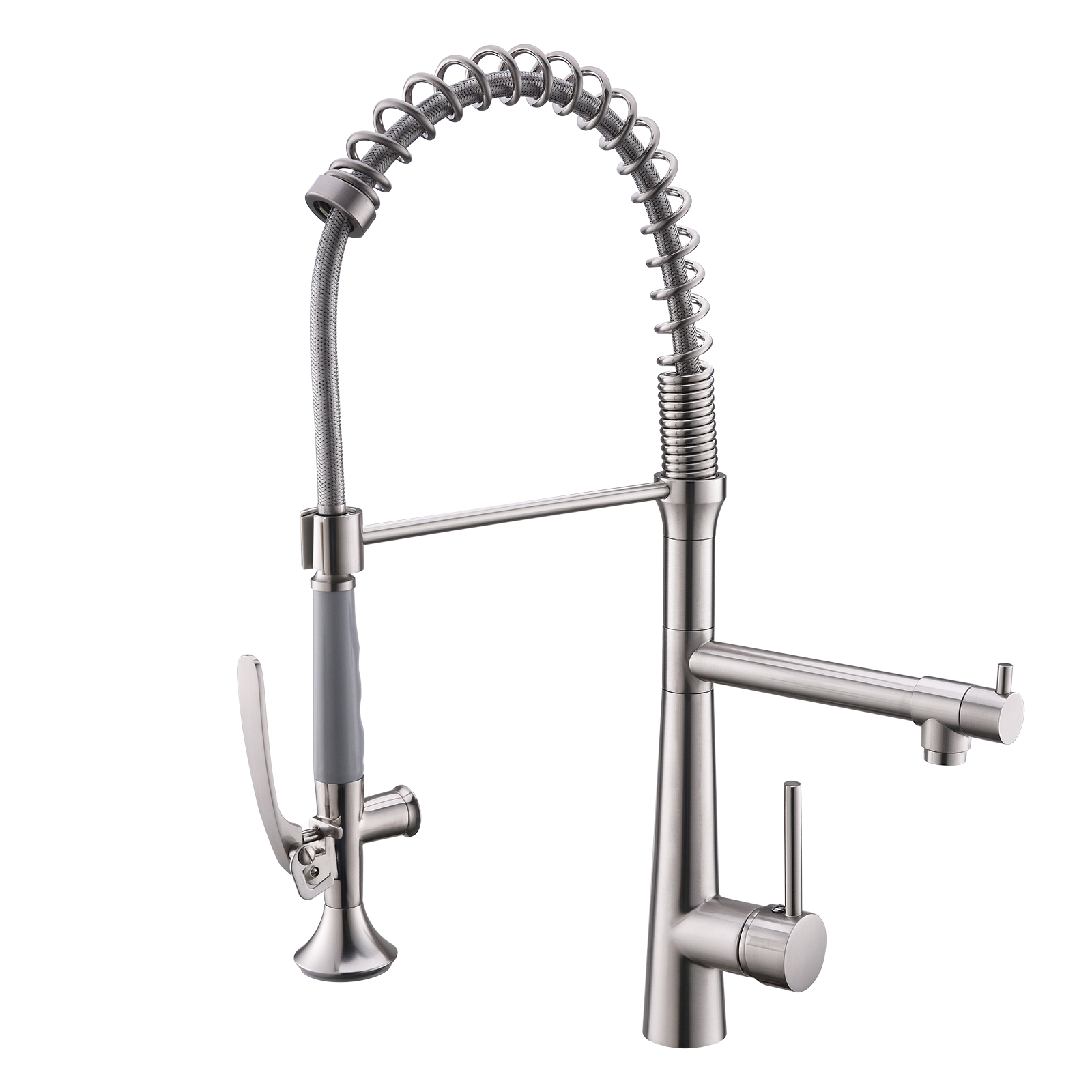 Stainless Steel Single Handle Silver Pull Down Sprayer Kitchen Faucet