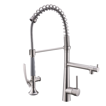 Stainless Steel Single Handle Silver Pull Down Sprayer Kitchen Faucet