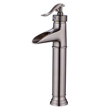 Single Hole Single Handle High Waterfall Bathroom Faucet in Brushed Nickel Easy to Install Durable and Modern