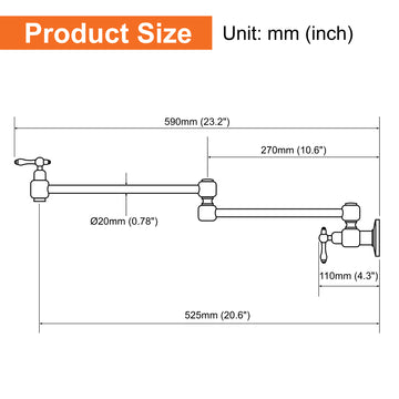 Brushed Nickel Wall Mounted Double Handle Pot Filler 1.8 GPM with Ceramic Cartridge and Mounting Hardware