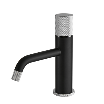 Single Hole Single Handle Bathroom Faucet Matte Black and Silver with Water Supply Lines Modern Durable Vessel Sink Faucet