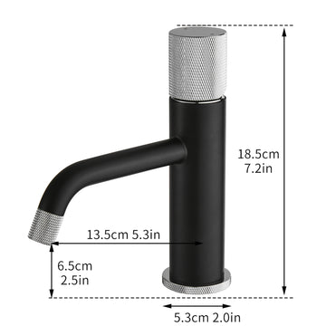 Single Hole Single Handle Bathroom Faucet Matte Black and Silver with Water Supply Lines Modern Durable Vessel Sink Faucet