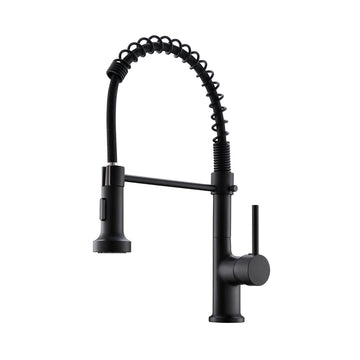 Brass Single Handle Pull Down Sprayer Kitchen Faucet Matte Black